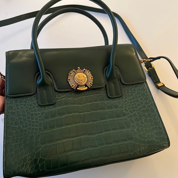 Rich Green Croco Print Bag 12”x9”x4”